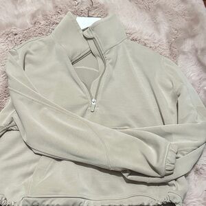 Lululemon Women's Cream Quarter-Zip Sweater